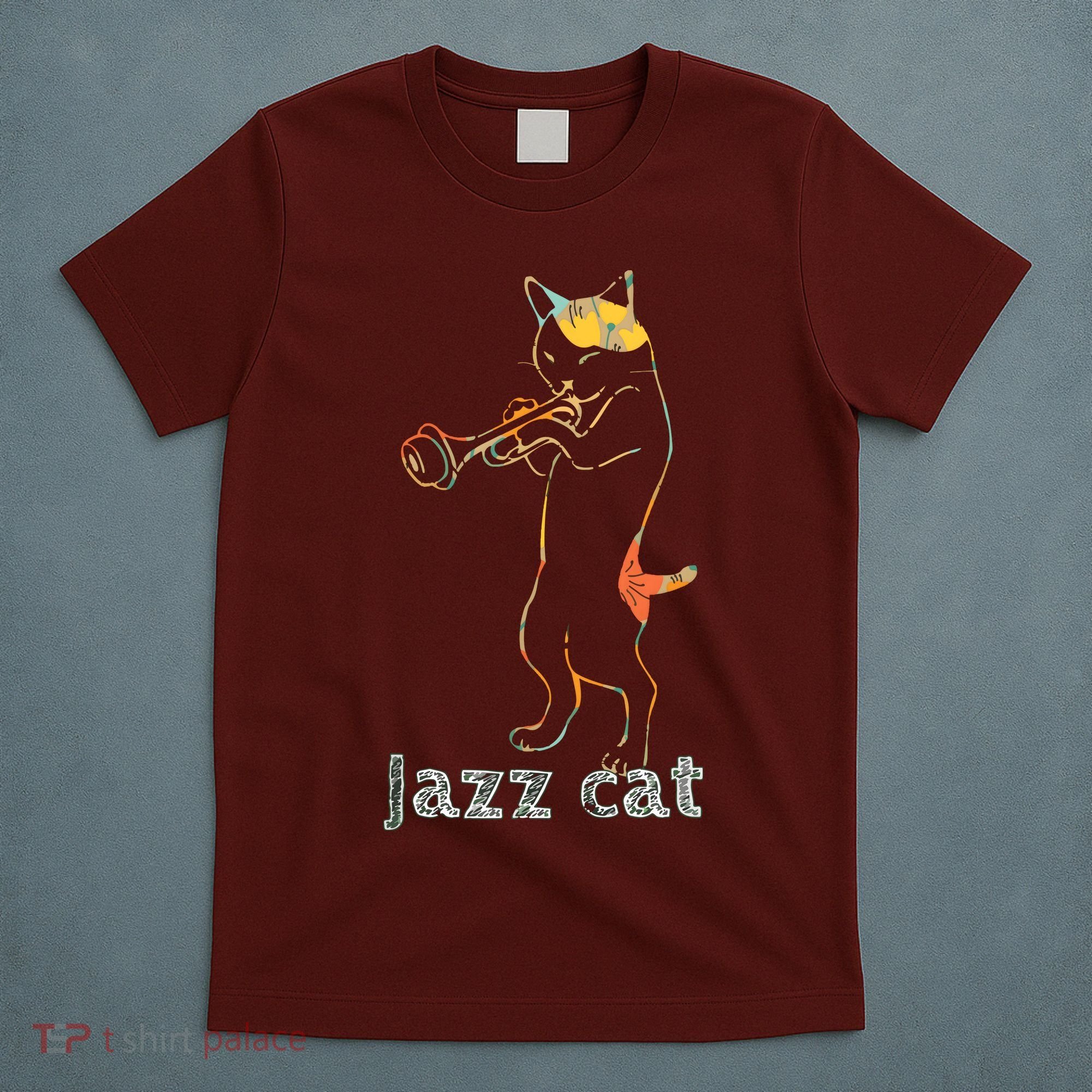 Jazz Trumpet Playing Kitty Cat Cool Jazz Cat Tee T-Shirt