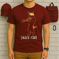 Jazz Trumpet Playing Kitty Cat Cool Jazz Cat Tee T-Shirt thumb 6