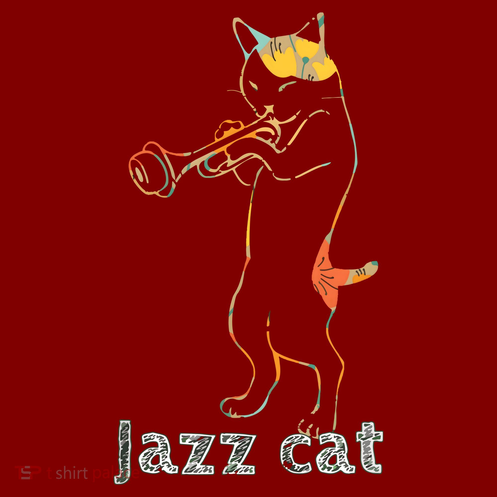 Jazz Trumpet Playing Kitty Cat Cool Jazz Cat Tee V-Neck T-Shirt