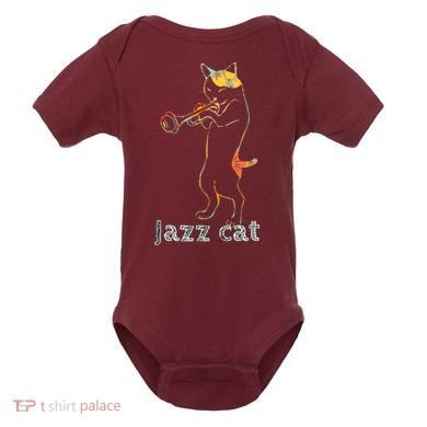 Jazz Trumpet Playing Kitty Cat Cool Jazz Cat Tee Baby Bodysuit