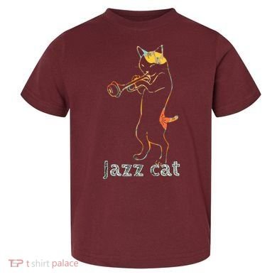 Jazz Trumpet Playing Kitty Cat Cool Jazz Cat Tee Toddler T-Shirt