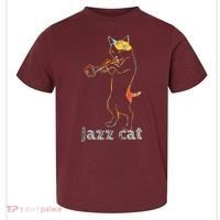 Jazz Trumpet Playing Kitty Cat Cool Jazz Cat Tee Toddler T-Shirt thumb 0