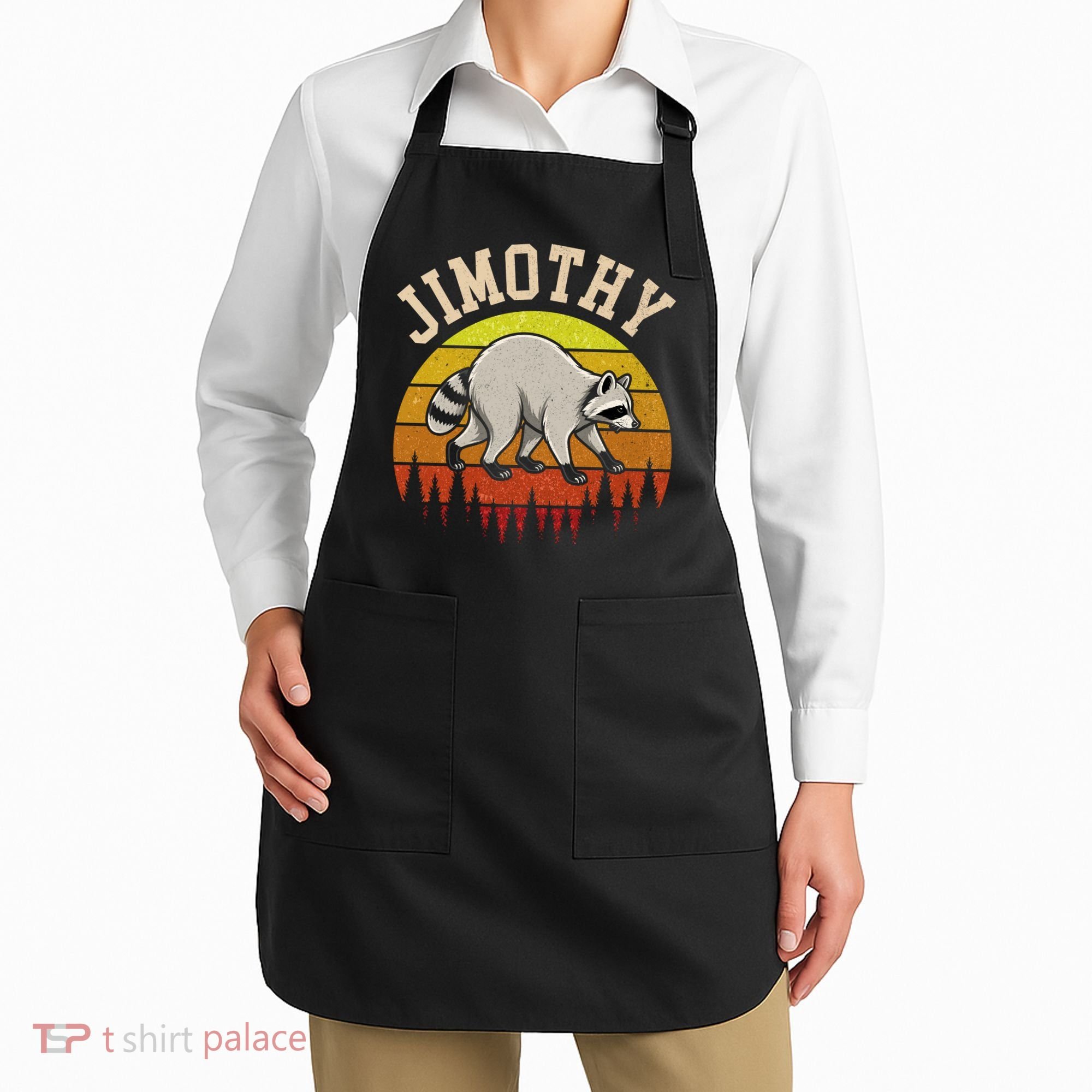 Jimothy The Raccoon Retro Sunset Apron