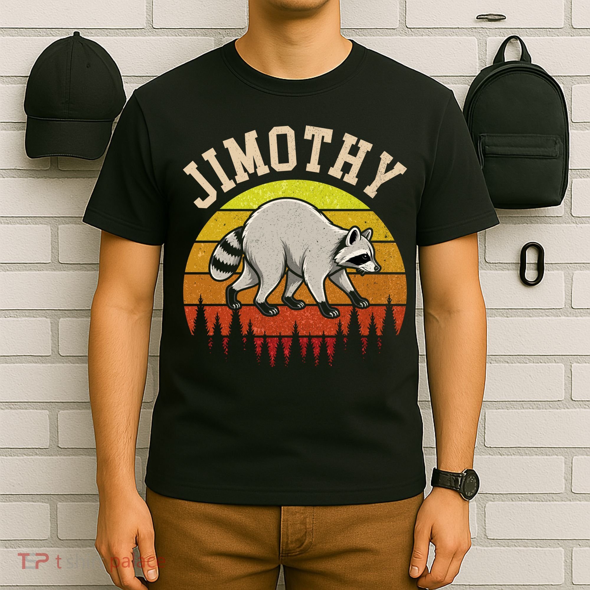 Jimothy The Raccoon Retro Sunset T-Shirt