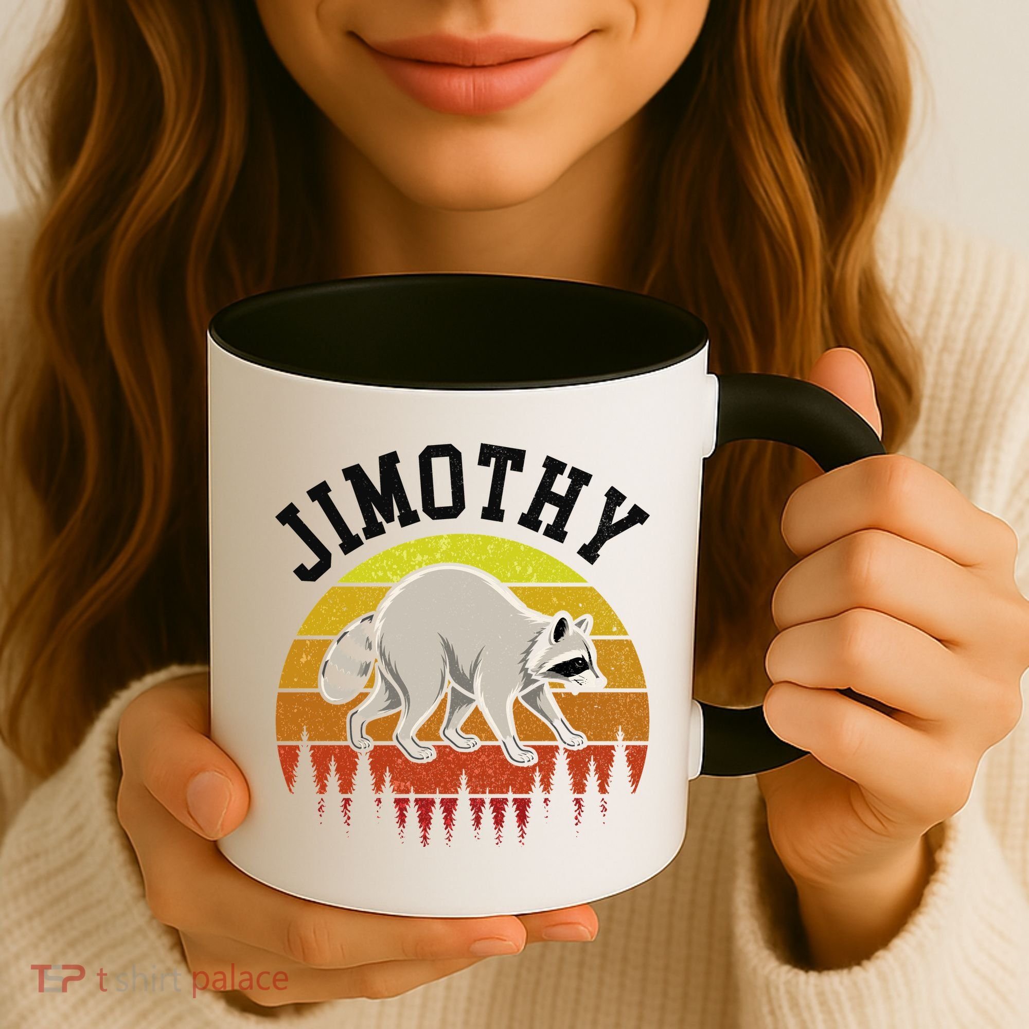 Jimothy The Raccoon Retro Sunset Coffee Mug