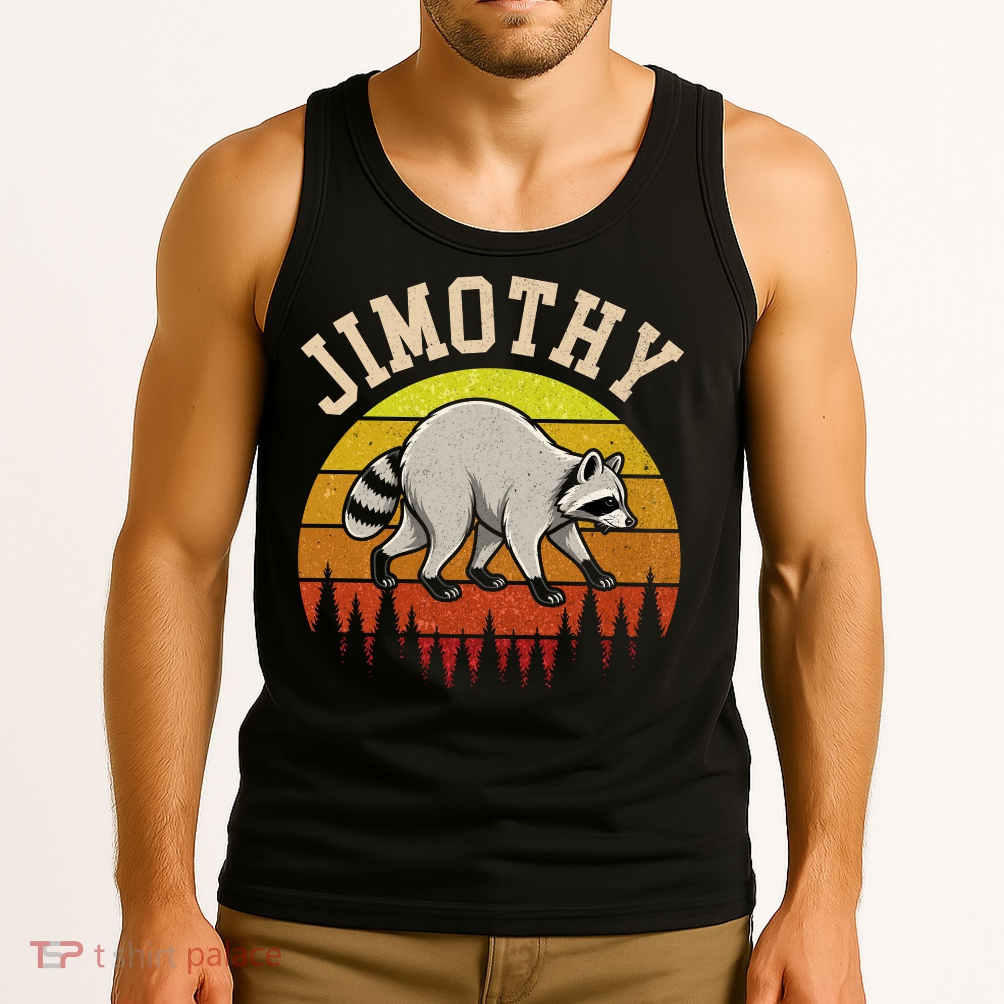 Jimothy The Raccoon Retro Sunset Tank Top