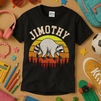 Jimothy The Raccoon Retro Sunset Kids T-Shirt thumb 3