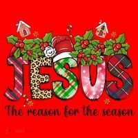 Jesus The Reason For The Season Christian Christmas God  Santa Hat thumb 1