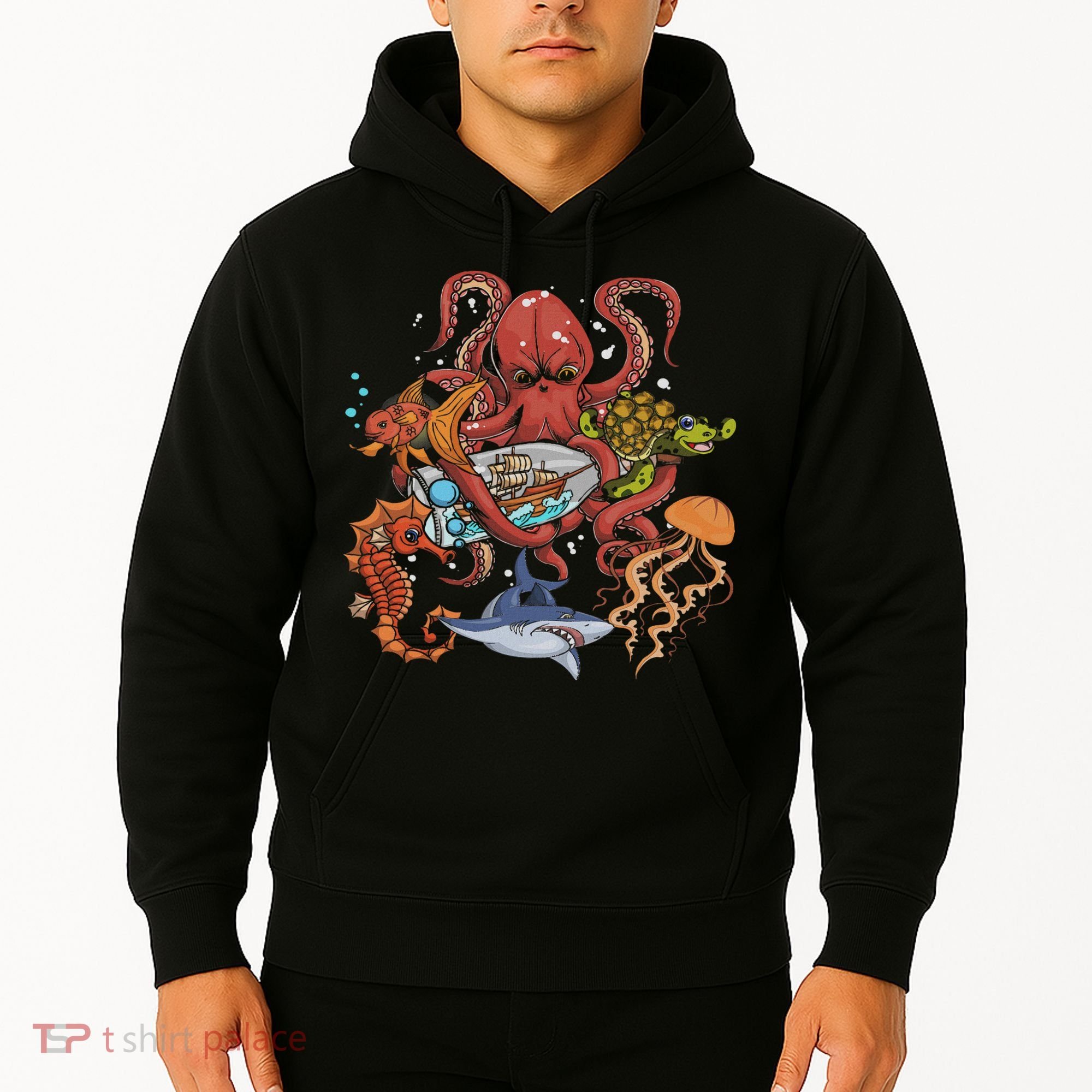 Jellyfish Turtle Seahorse Shark Octopus Ocean Animal Hoodie