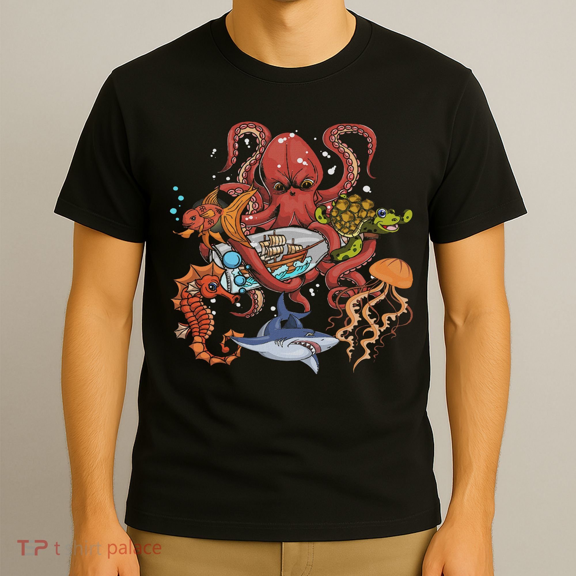 Jellyfish Turtle Seahorse Shark Octopus Ocean Animal T-Shirt