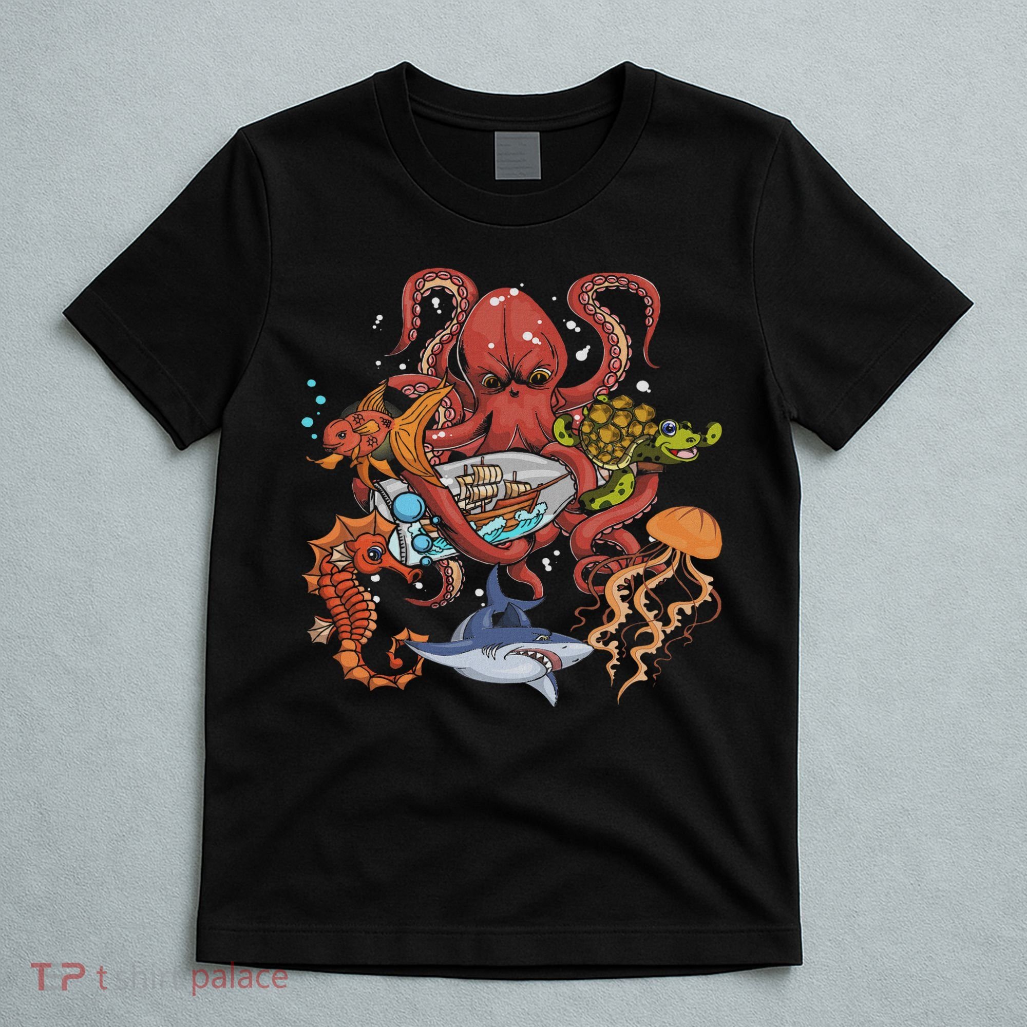 Jellyfish Turtle Seahorse Shark Octopus Ocean Animal T-Shirt