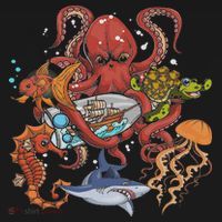 Jellyfish Turtle Seahorse Shark Octopus Ocean Animal Women's Hoodie thumb 2