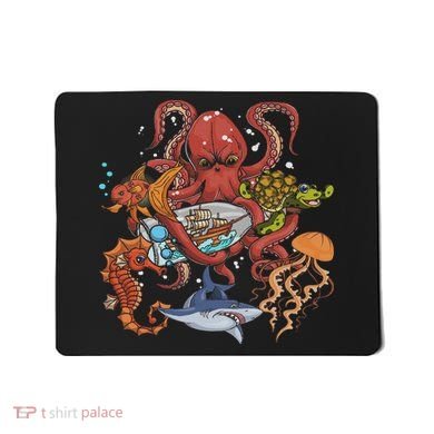 Jellyfish Turtle Seahorse Shark Octopus Ocean Animal Mousepad