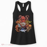 Jellyfish Turtle Seahorse Shark Octopus Ocean Animal Women's Tank Top thumb 0