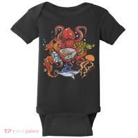 Jellyfish Turtle Seahorse Shark Octopus Ocean Animal Baby Bodysuit thumb 0