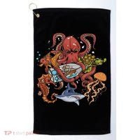 Jellyfish Turtle Seahorse Shark Octopus Ocean Animal Golf Towel thumb 0