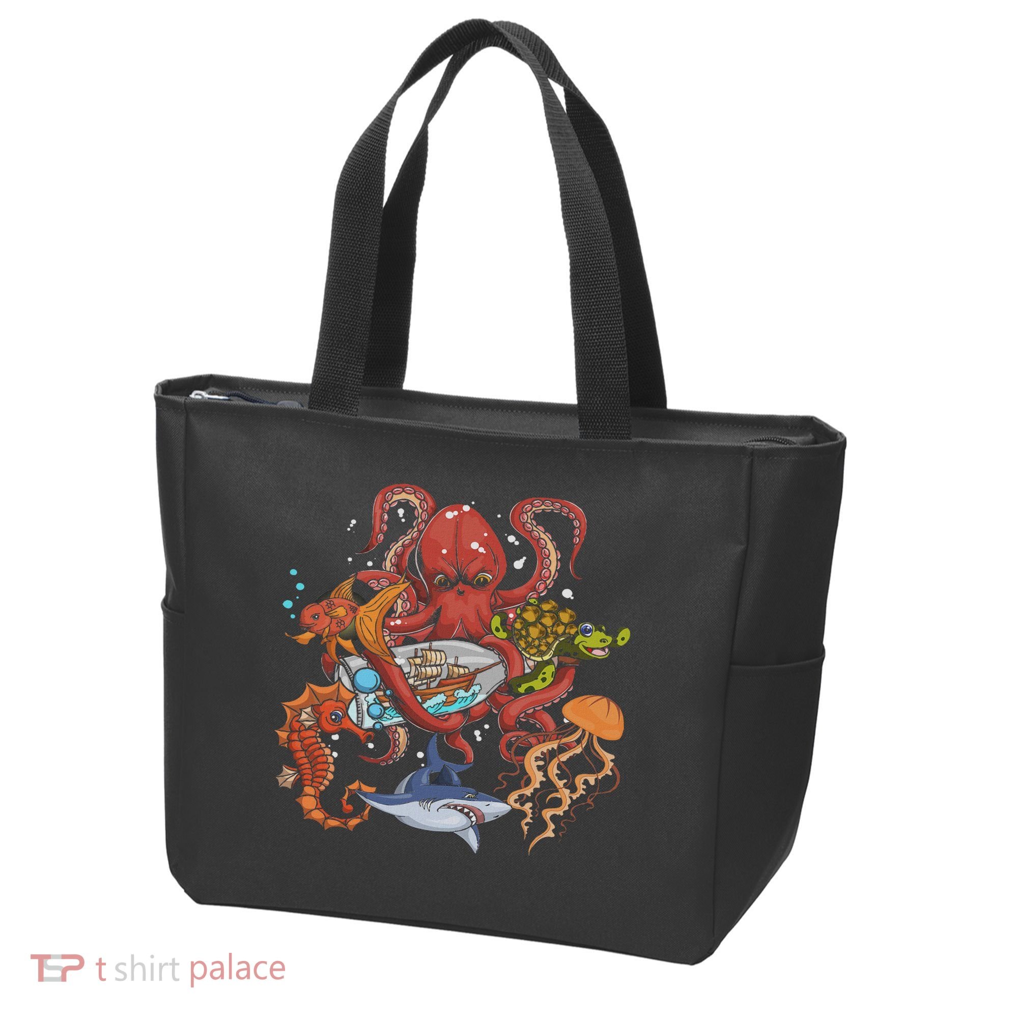 Jellyfish Turtle Seahorse Shark Octopus Ocean Animal Tote Bag
