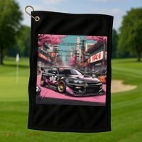 Jdm Tokyo Skyline Retro Japanese Race Car Drift Tuning Gift Golf Towel thumb 1