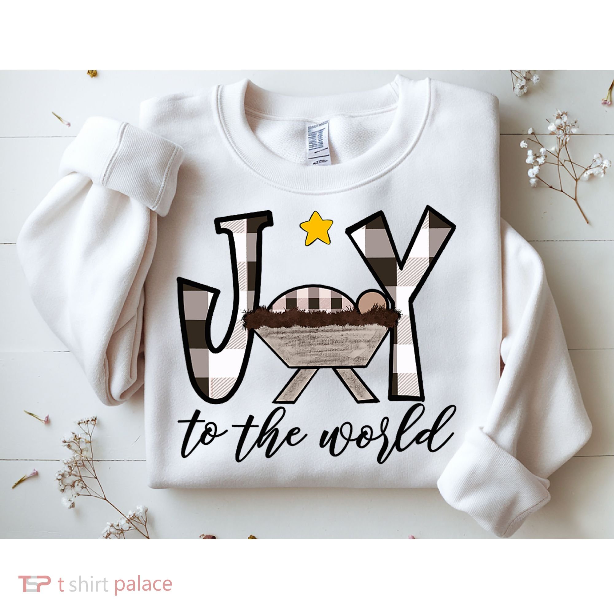 Joy To The World Baby Jesus In The Manger Sweatshirt