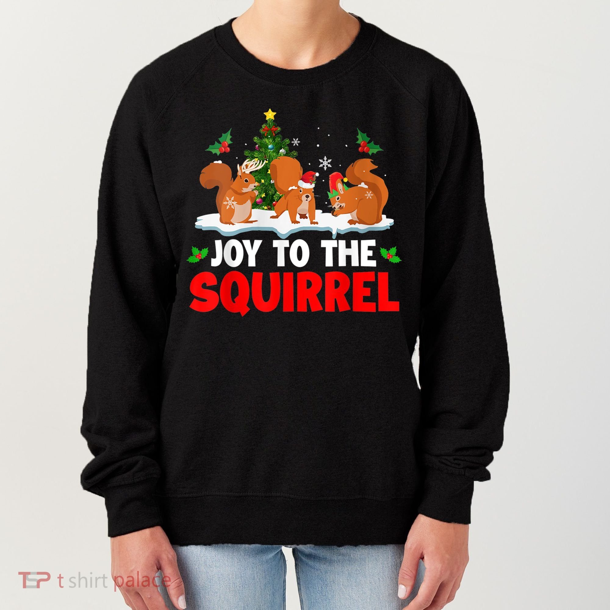 Joy To The Squirrel Christmas Santa Elf Reindeer Squirrel Meaningful Gift Women's Sweatshirt