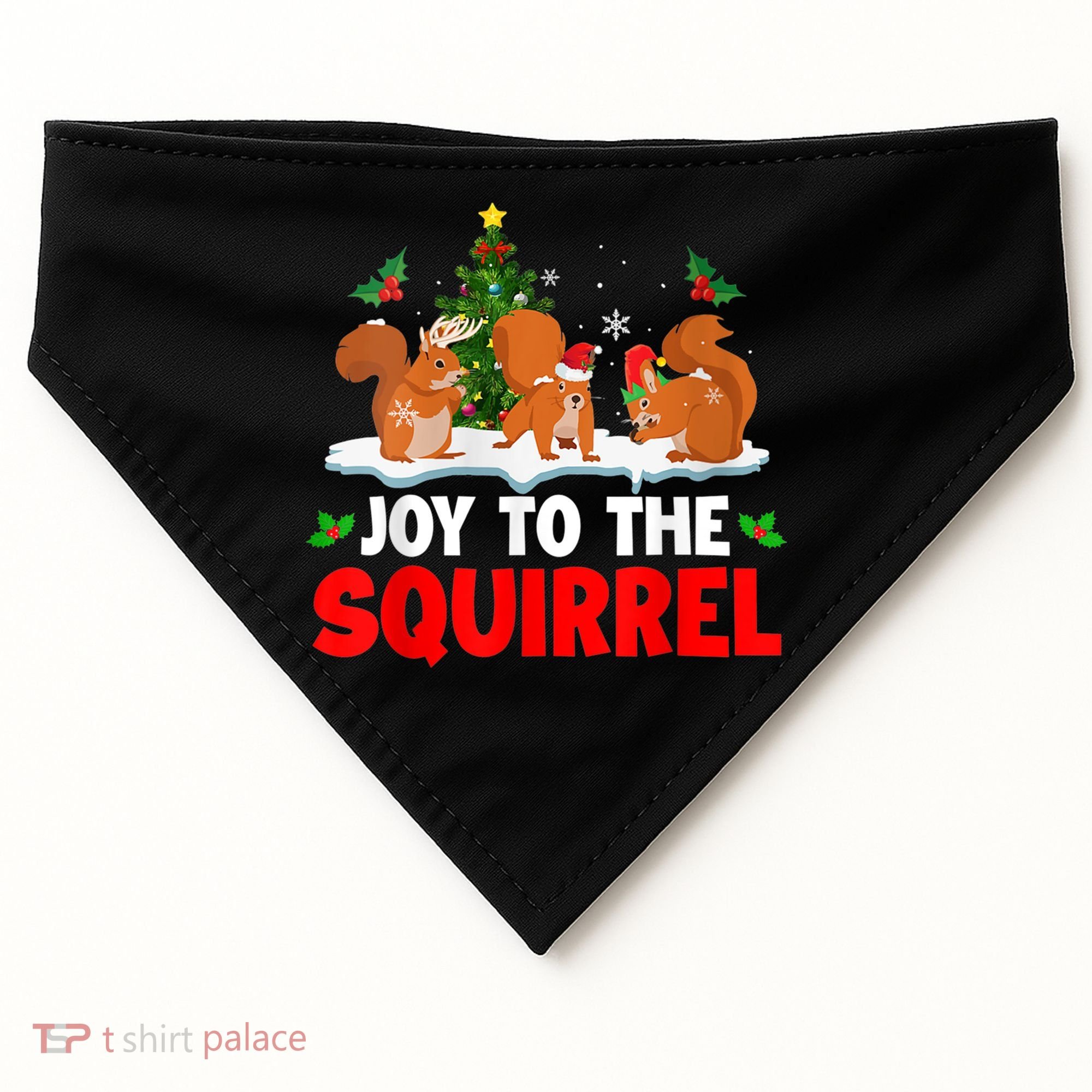 Joy To The Squirrel Christmas Santa Elf Reindeer Squirrel Meaningful Gift USA-Made Doggie Bandana