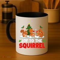 Joy To The Squirrel Christmas Santa Elf Reindeer Squirrel Meaningful Gift Coffee Mug thumb 4