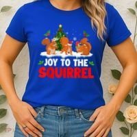 Joy To The Squirrel Christmas Santa Elf Reindeer Squirrel Meaningful Gift Women's T-Shirt thumb 2