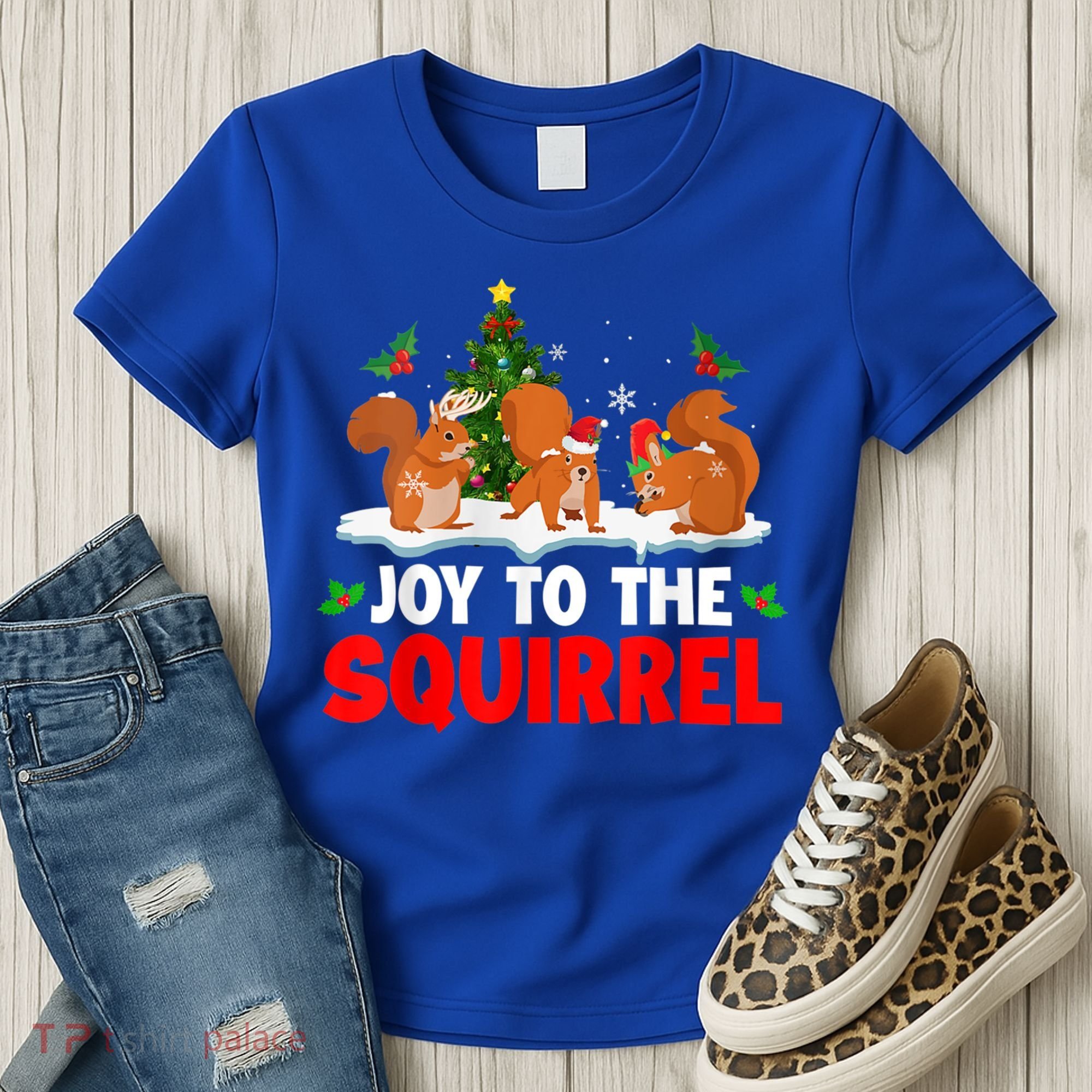 Joy To The Squirrel Christmas Santa Elf Reindeer Squirrel Meaningful Gift Women's T-Shirt