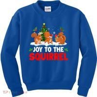 Joy To The Squirrel Christmas Santa Elf Reindeer Squirrel Meaningful Gift Kids Sweatshirt thumb 0
