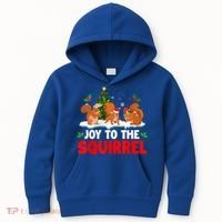 Joy To The Squirrel Christmas Santa Elf Reindeer Squirrel Meaningful Gift Kids Hoodie thumb 0