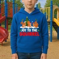 Joy To The Squirrel Christmas Santa Elf Reindeer Squirrel Meaningful Gift Kids Hoodie thumb 2