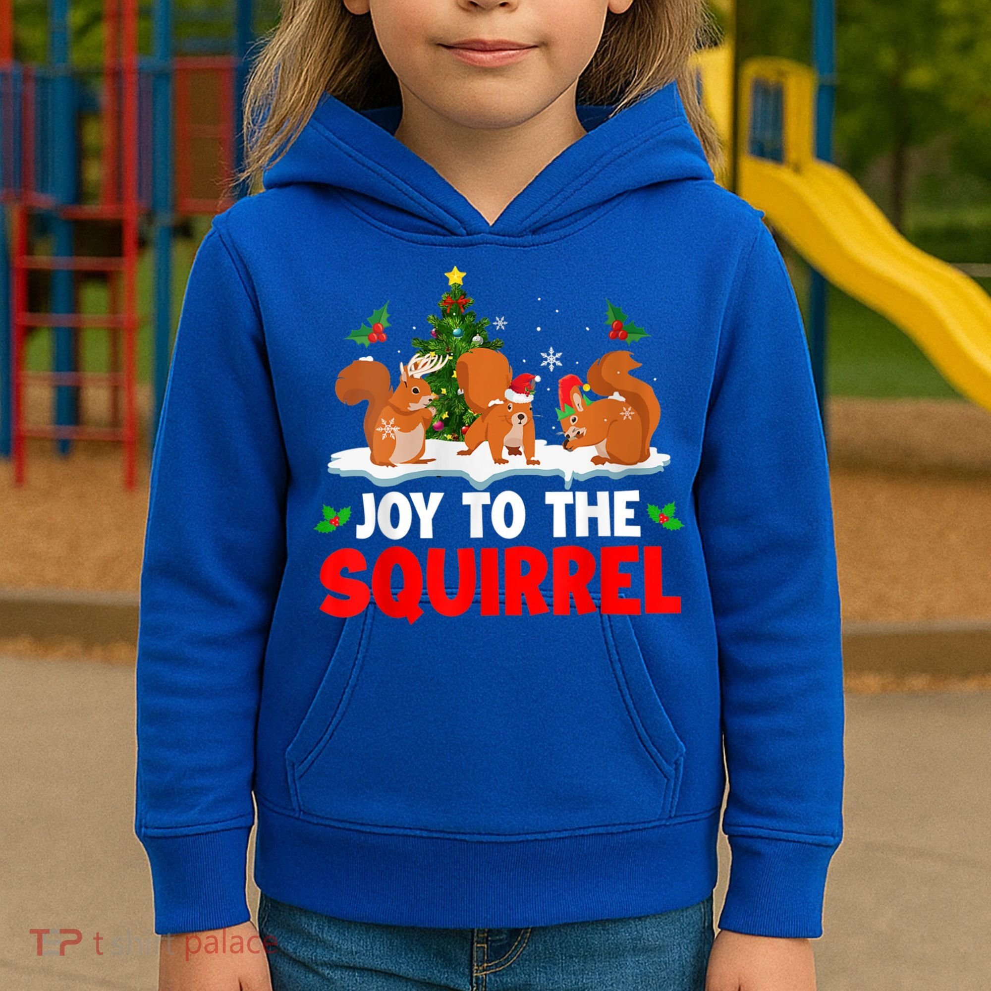 Joy To The Squirrel Christmas Santa Elf Reindeer Squirrel Meaningful Gift Kids Hoodie