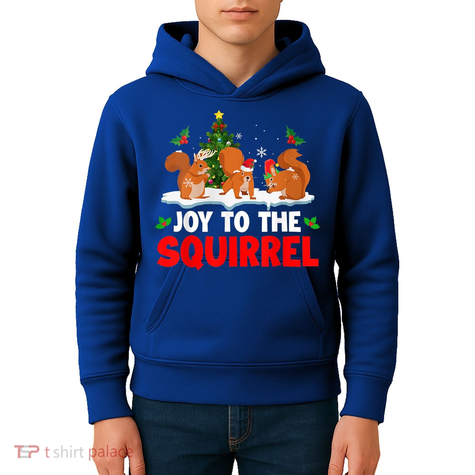 Joy To The Squirrel Christmas Santa Elf Reindeer Squirrel Meaningful Gift Kids Hoodie