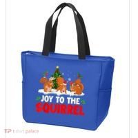Joy To The Squirrel Christmas Santa Elf Reindeer Squirrel Meaningful Gift Tote Bag thumb 3