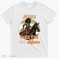 Jesus Take The Reins Christian Black Cowgirl Western T-Shirt thumb 0