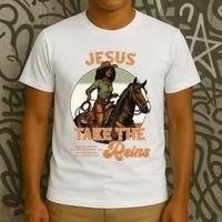 Jesus Take The Reins Christian Black Cowgirl Western T-Shirt thumb 3