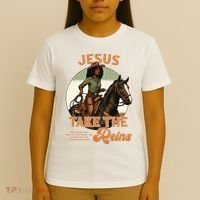 Jesus Take The Reins Christian Black Cowgirl Western T-Shirt thumb 4