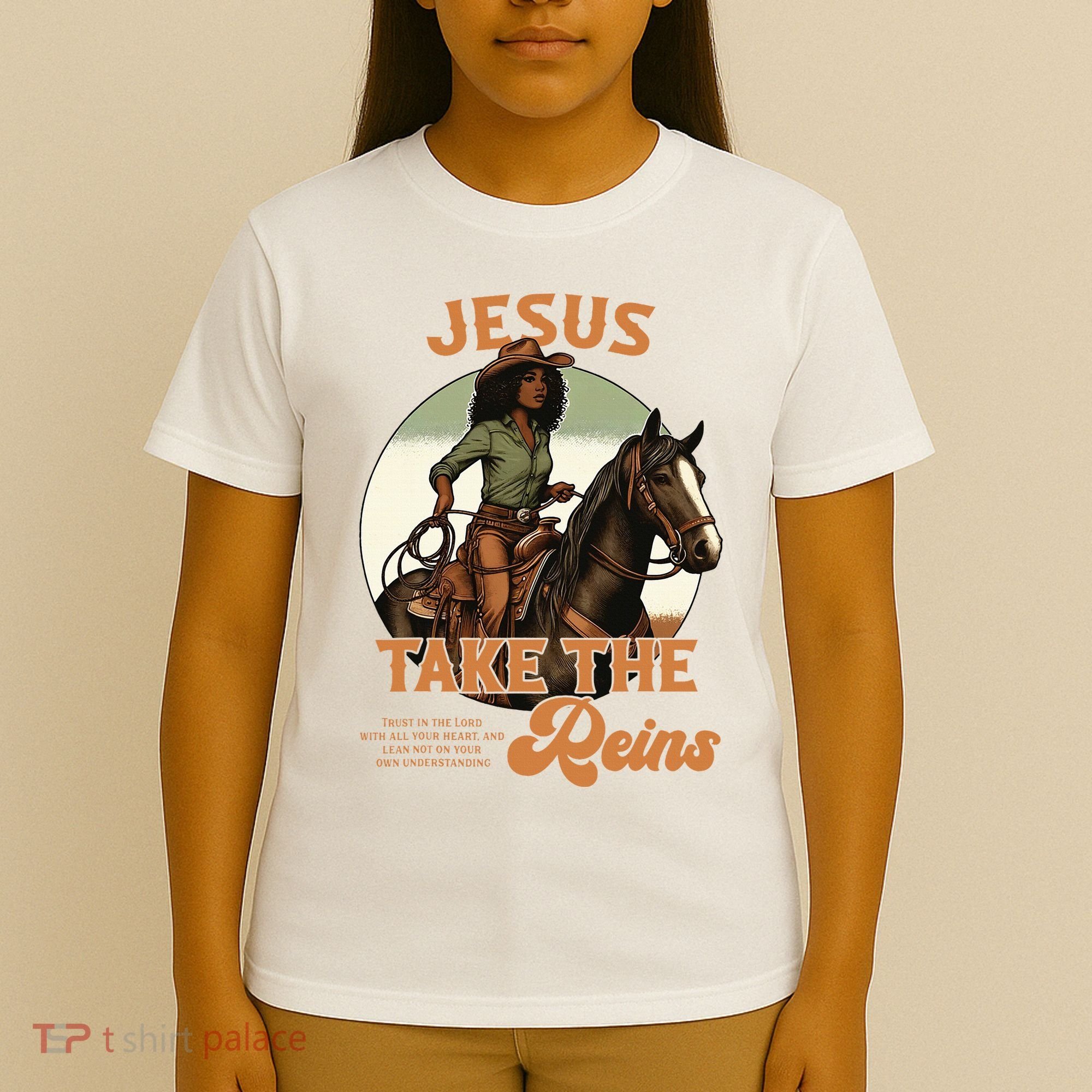 Jesus Take The Reins Christian Black Cowgirl Western T-Shirt