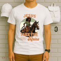 Jesus Take The Reins Christian Black Cowgirl Western T-Shirt thumb 6