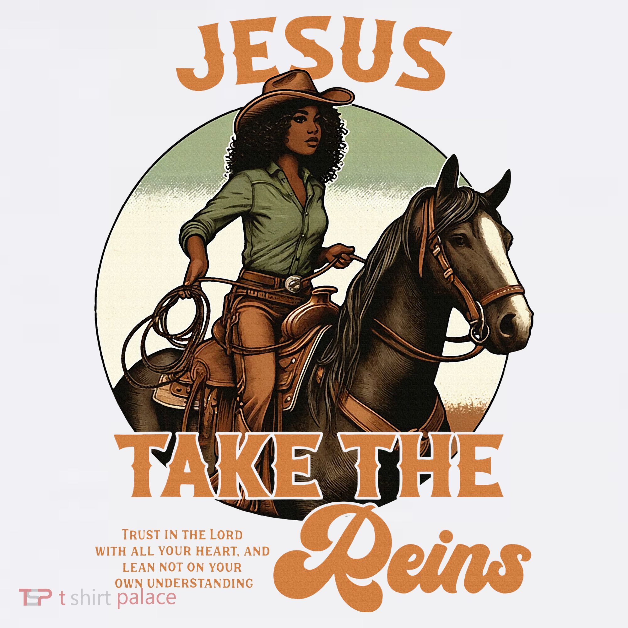 Jesus Take The Reins Christian Black Cowgirl Western T-Shirt
