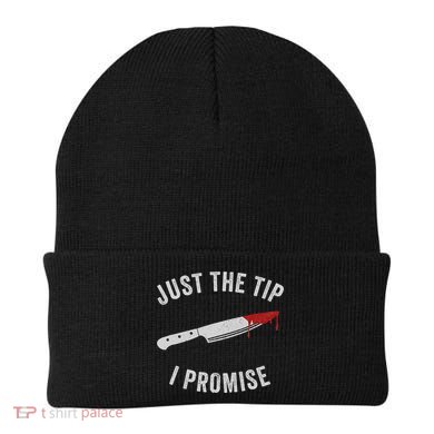 Just The Tip I Promise Spooky Horror Scary Bloody Costume Beanie
