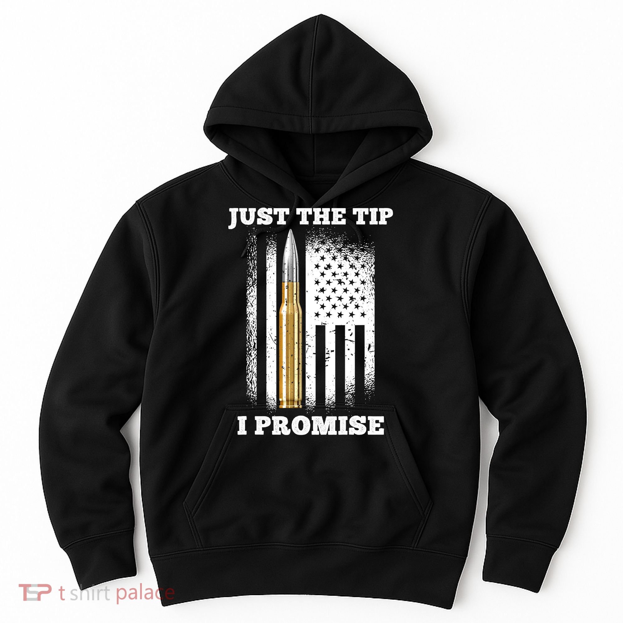 Just The Tip I Promise Gun Ammo Lovers Veteran US Flag Hoodie