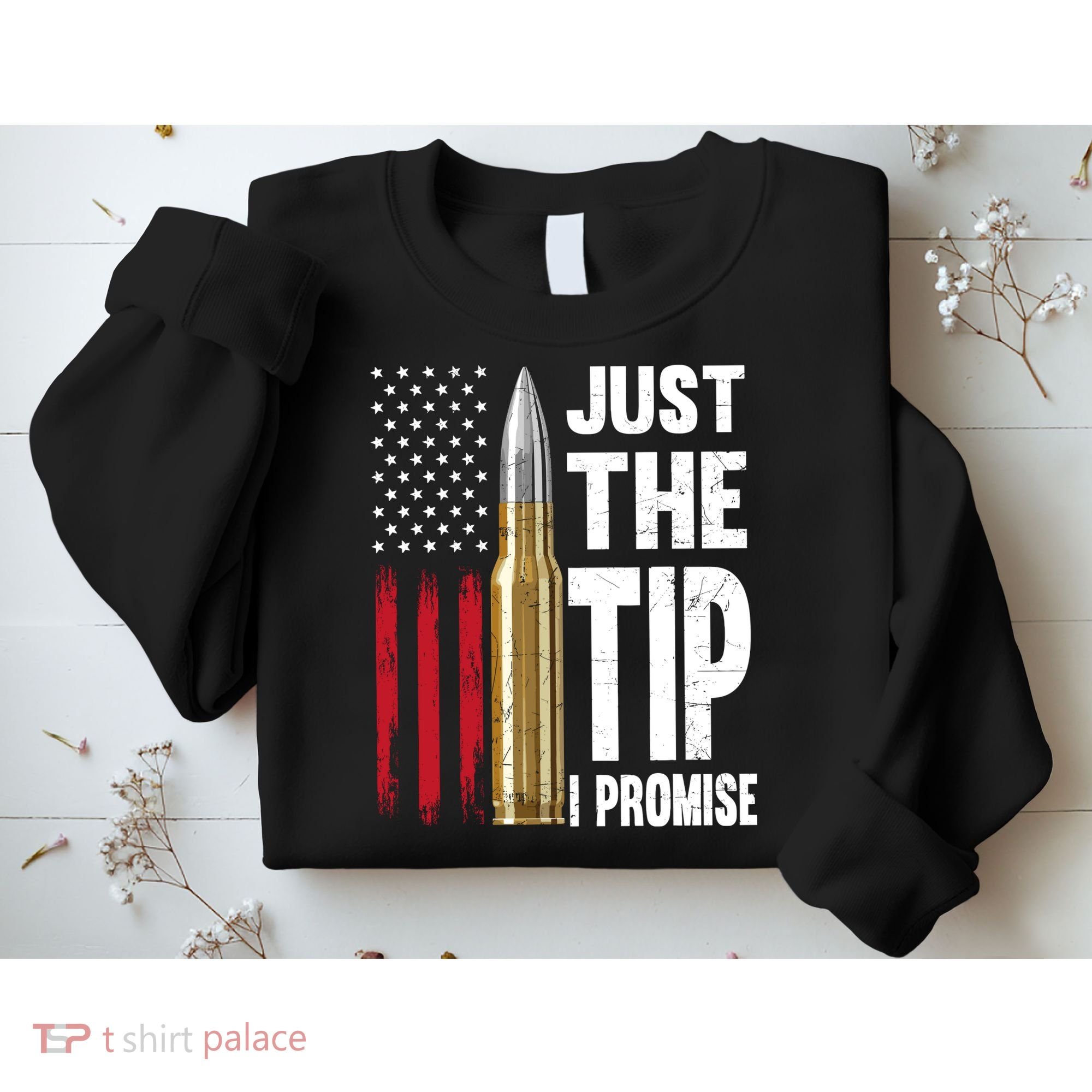 Just The Tip I Promise Bullet American Flag Gun Lovers Sweatshirt
