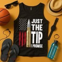 Just The Tip I Promise Bullet American Flag Gun Lovers Tank Top thumb 4