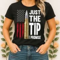 Just The Tip I Promise Bullet American Flag Gun Lovers Women's T-Shirt thumb 2