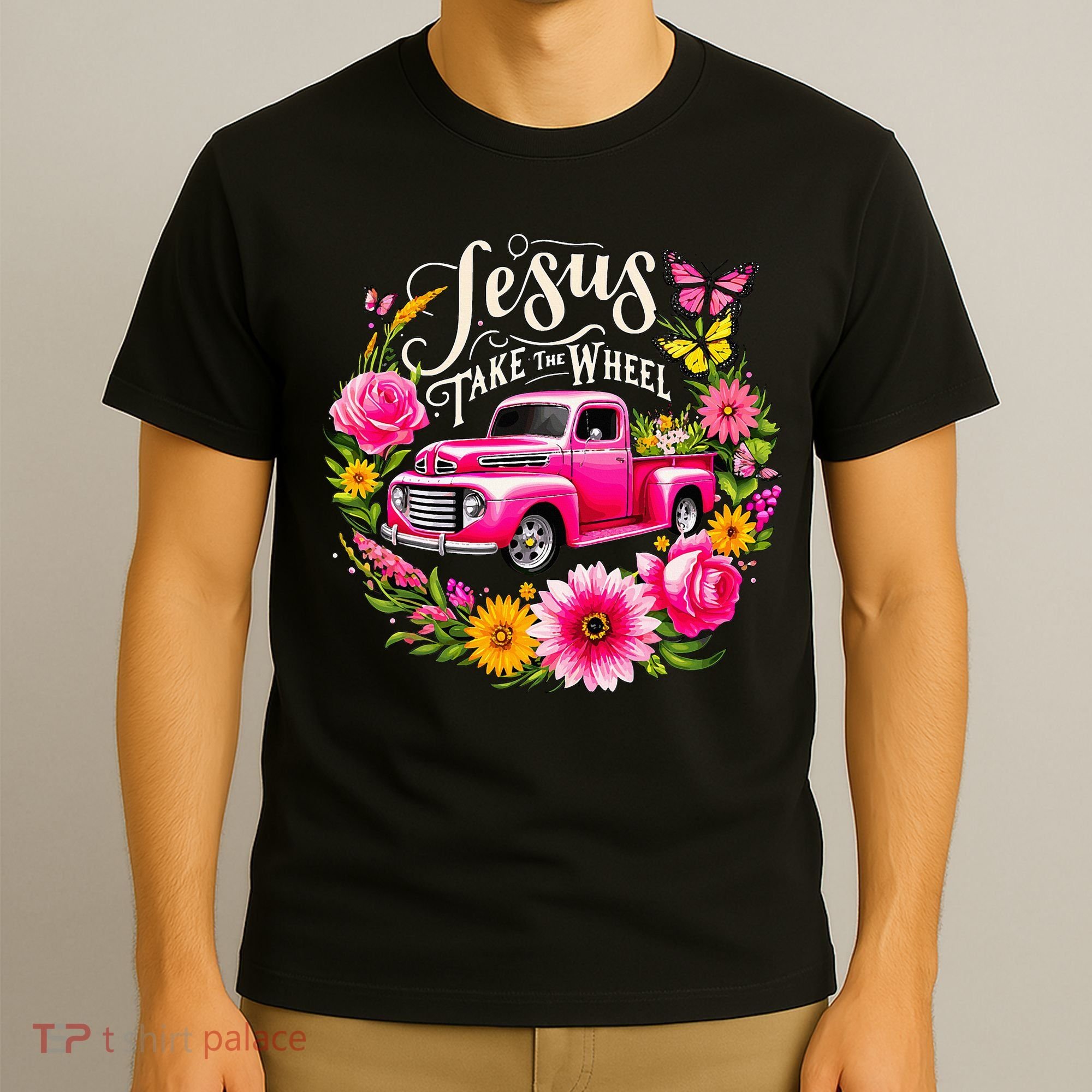 Jesus Take The Wheel Floral Farm Truck T-Shirt