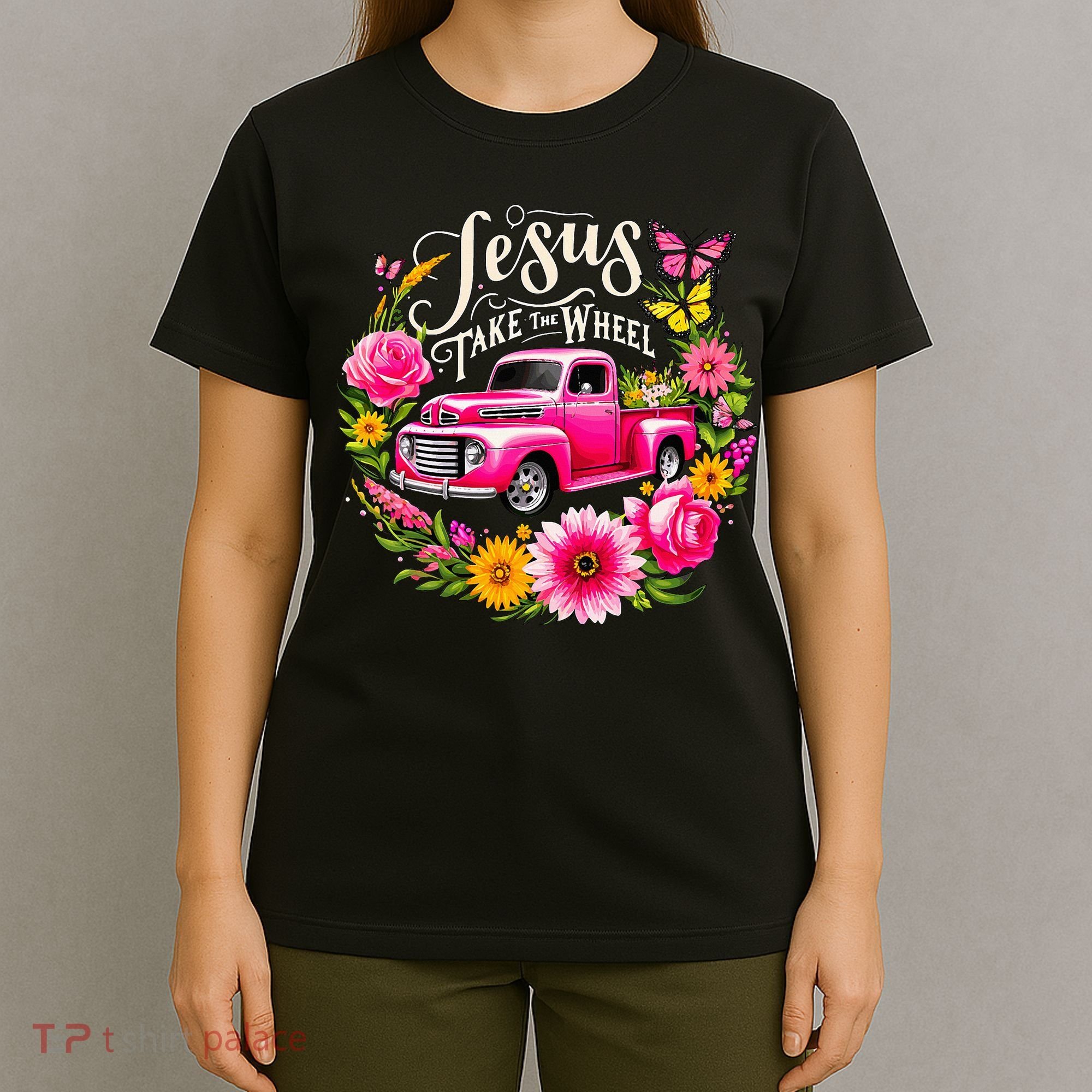 Jesus Take The Wheel Floral Farm Truck T-Shirt