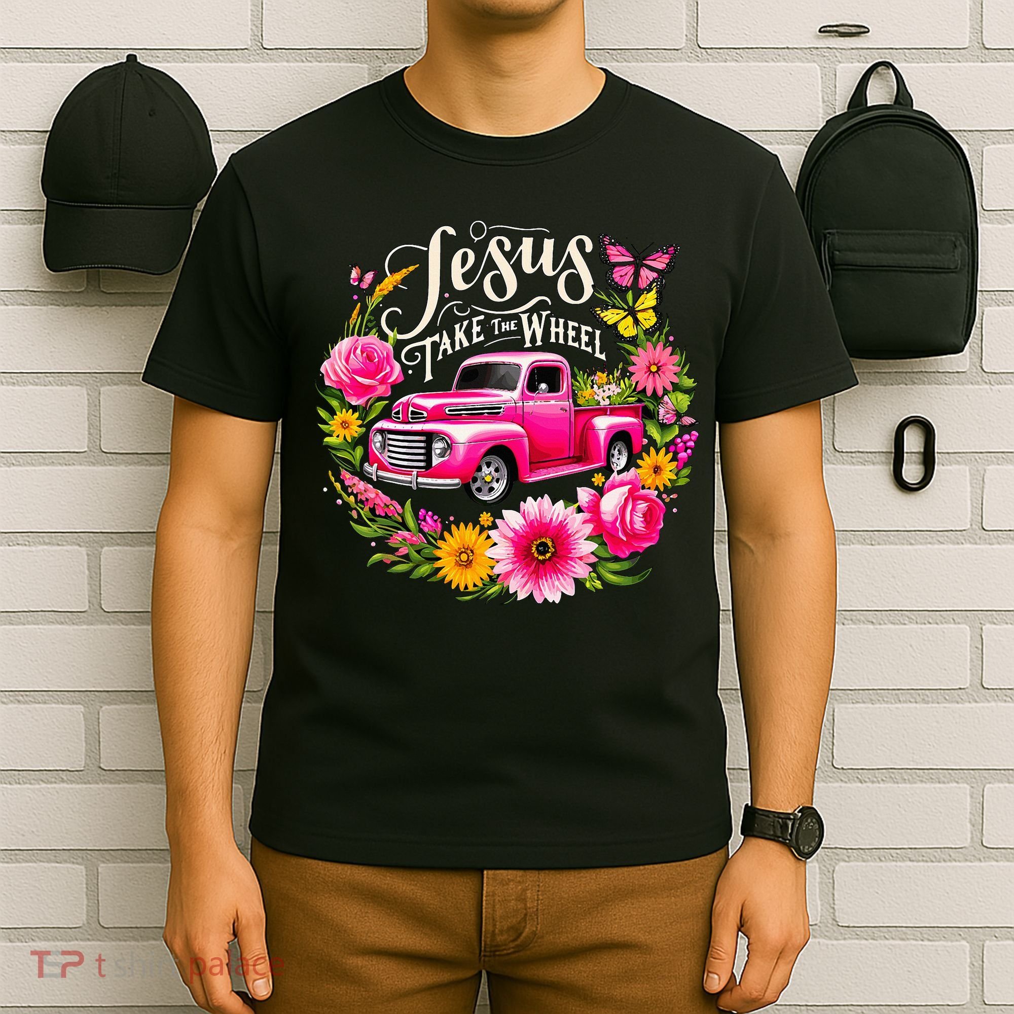 Jesus Take The Wheel Floral Farm Truck T-Shirt