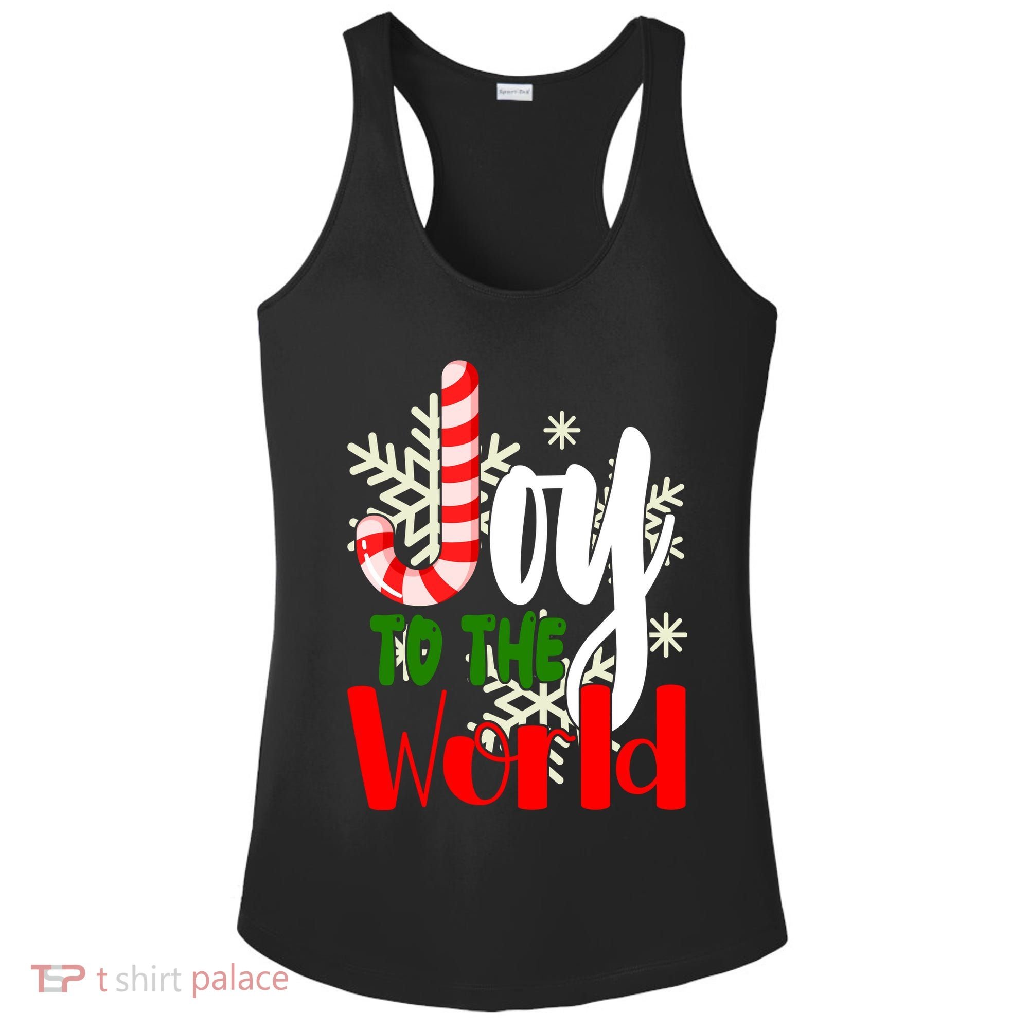 Joy To The World Christmas Festive Ladies PosiCharge Competitor Racerback Tank