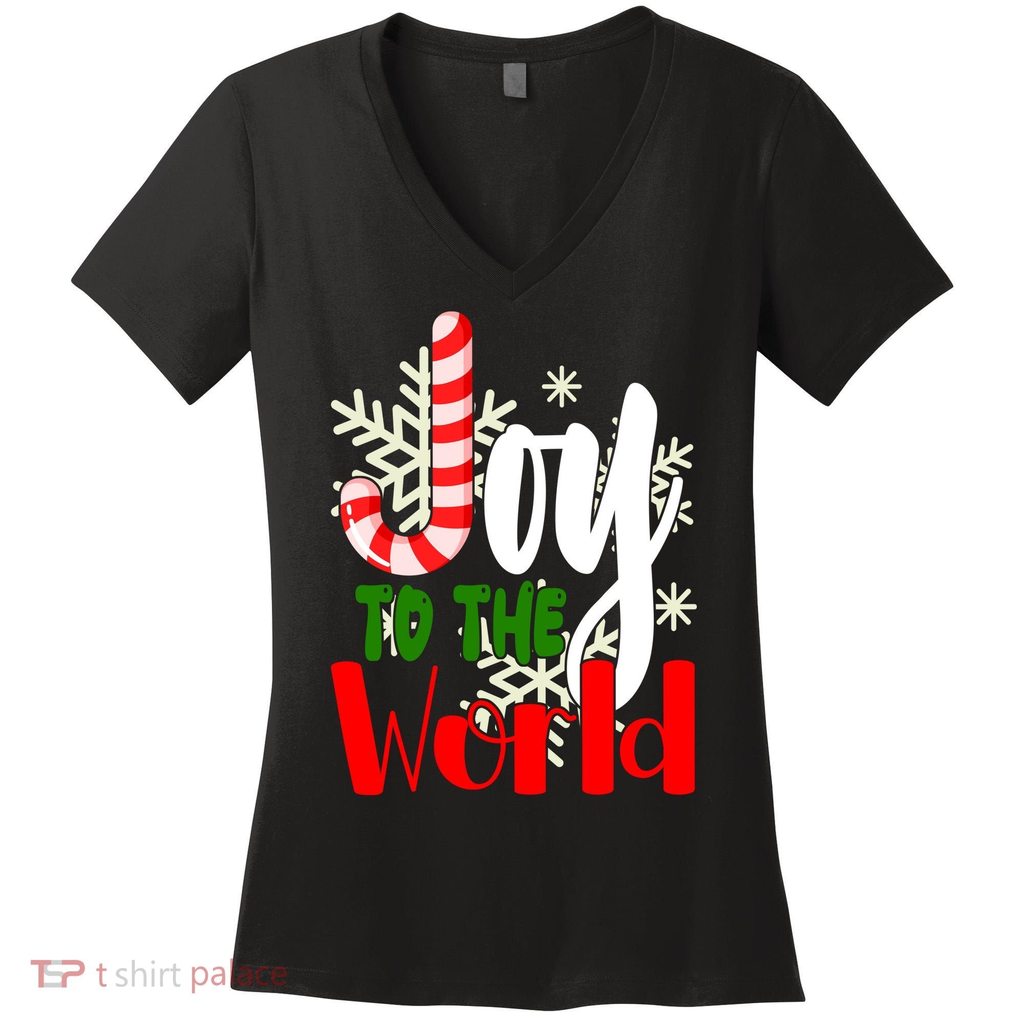 Joy To The World Christmas Festive Women's V-Neck T-Shirt